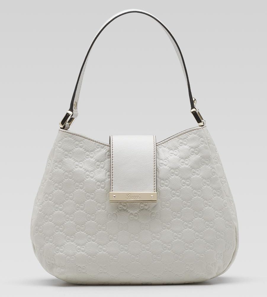 Gucci Ladies Web Medium White Hobo Handbag