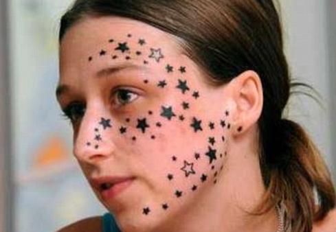 tattoo designs of stars. Stars Face Tattoo Fashion for