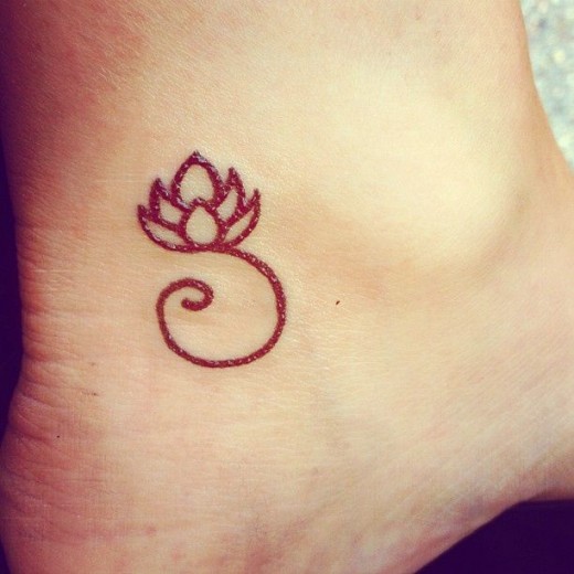Simple Summer Lotus Tattoo on Inner Ankle