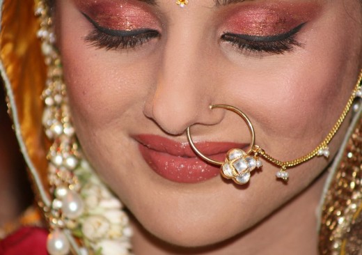 Maroon Golden Bridal Nose Ring for Brides 2014