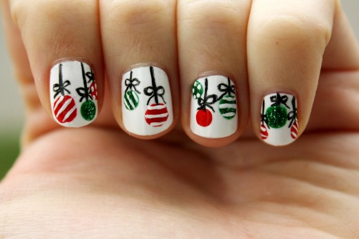 Christmas Tree Decoration Nail Design for Girls