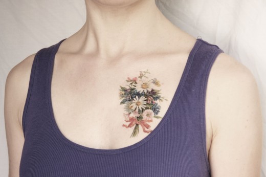 Spring Flowers Bouquet Tattoo for Women 2015