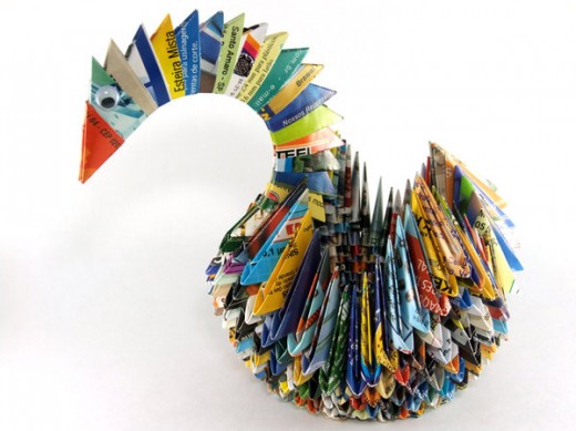 Colorful Swan Origami Paper Art