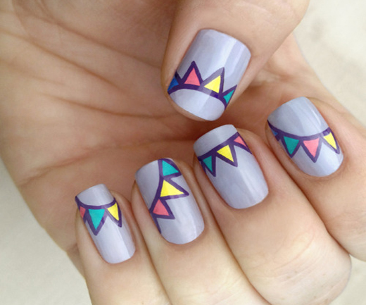 Manicure Lilac Flags Nail Design