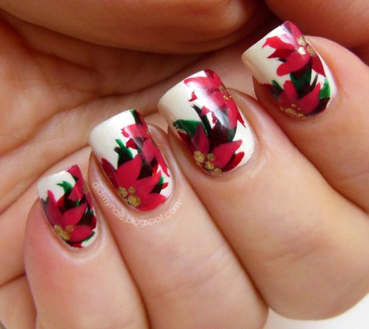Awesome Flower Nail Art for Christmas