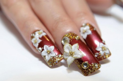Cool Flower Christmas Nail Art Picture