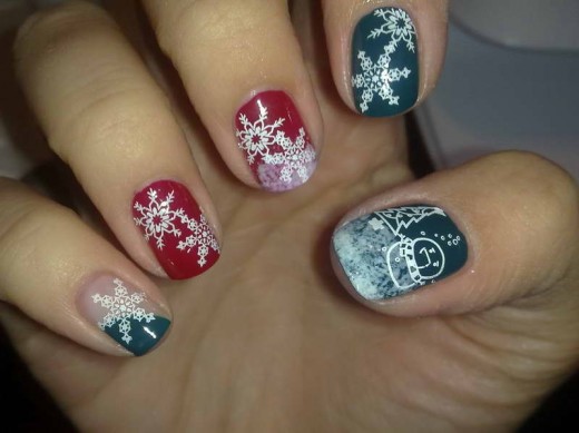 Snow Flower Christmas Nail Art for Girls