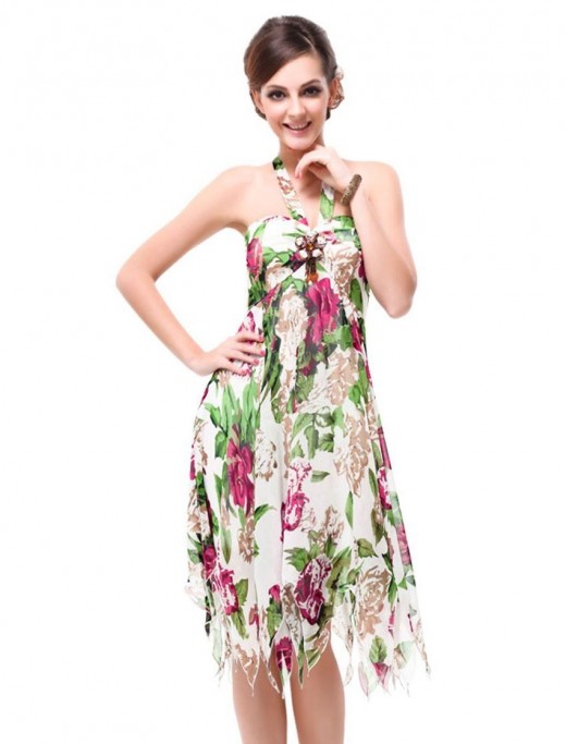 Pretty Floral Printed Chiffon Padded Women Outfits
