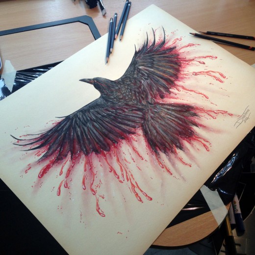 Crow Color Pencil Drawing