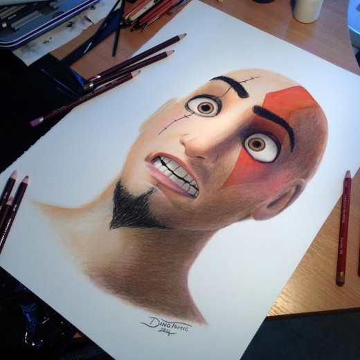 Dinsey Kratos Color Pencil Drawing