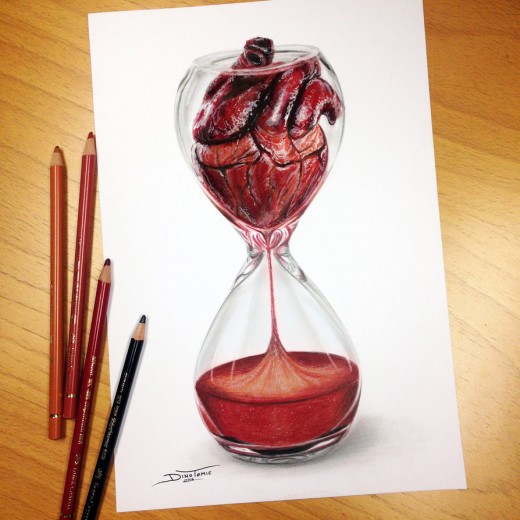 Heart Hourglass Pencil Drawing