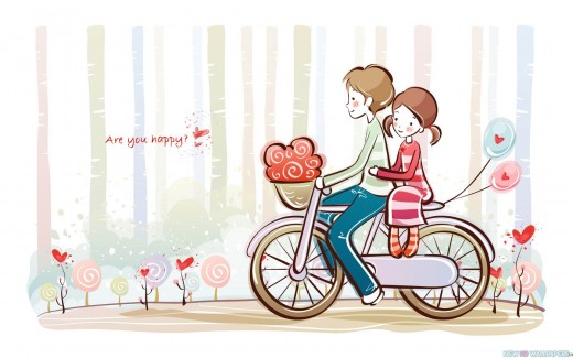 Cute Valentine Love Couple Cartoon