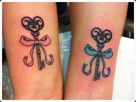 Key Inspired Mom and Daughter Tattoos