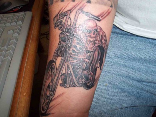 Skeleton Biker Tattoo Design for Men 
