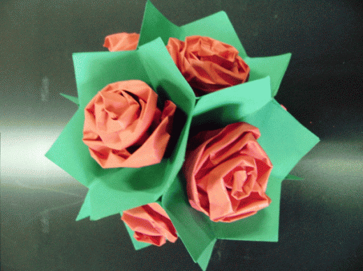 Roses Origami Paper Art Picture