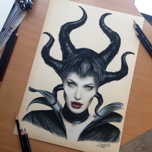 Maleficent Color Pencil Drawing